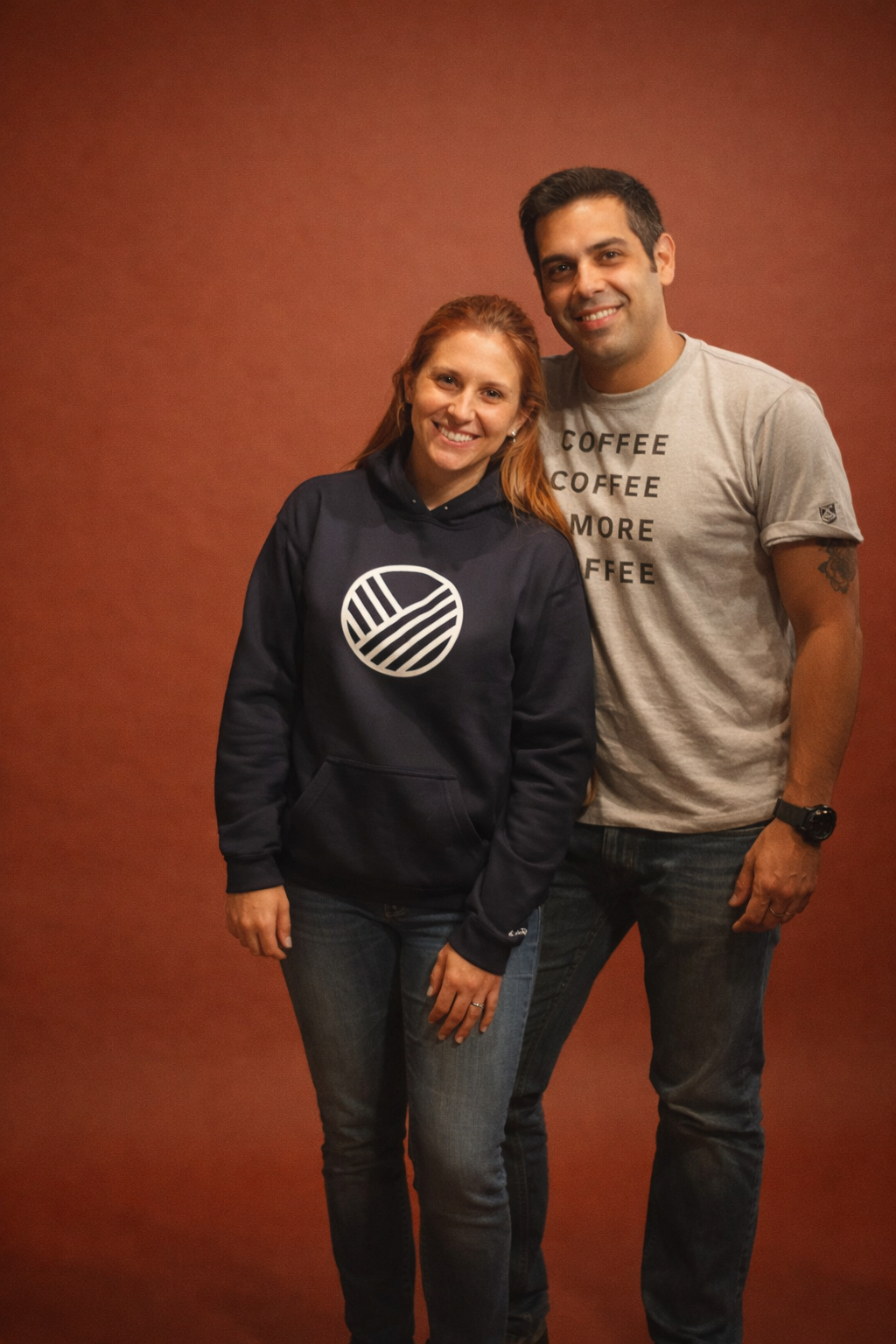 Laura and Juan, entrepreneurs in Toronto, behind the counter of their business