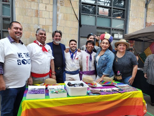 Viviana Santibañez at a public event celebrating trans and Latina visibility.